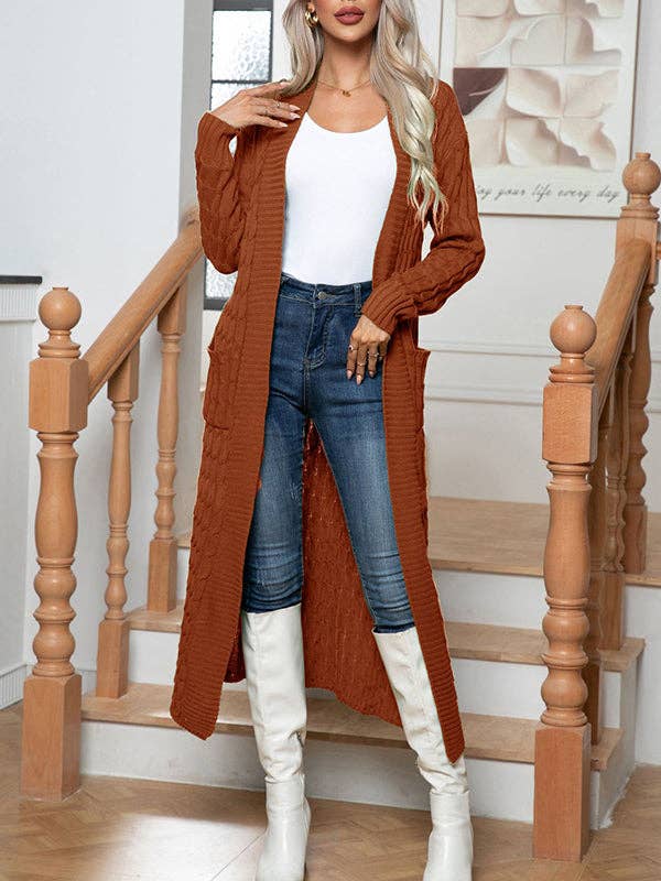 UZ Wholesale Store - Wholesale Cardigan - Women's - Solid Color Split-Joint Long Sleeves Loose Cardigan Coats2
