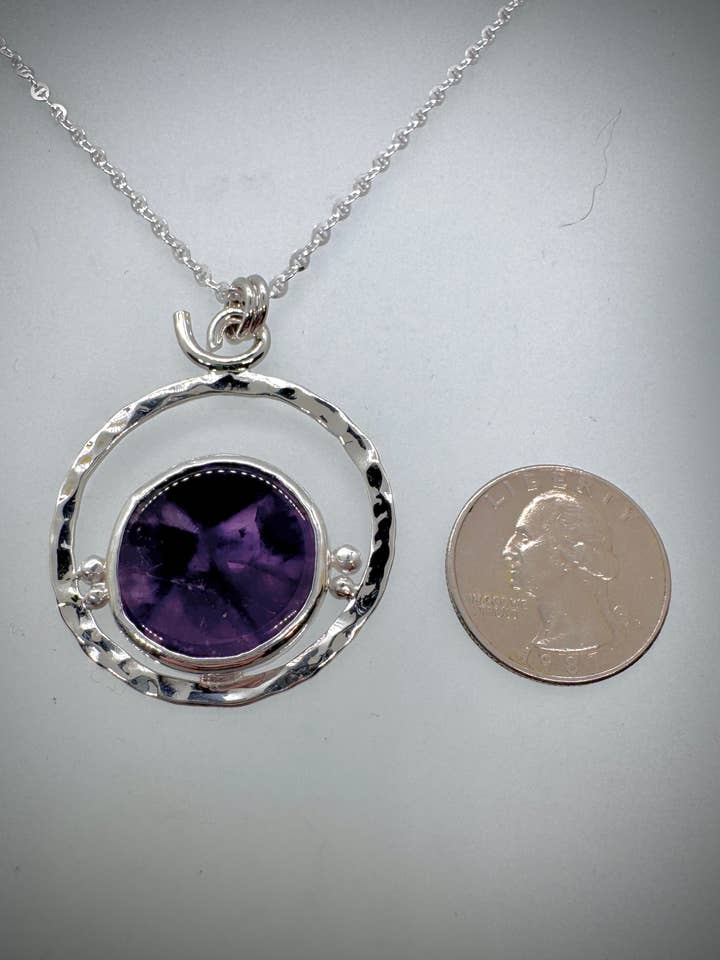 Sterling Atomic Amethyst Halo Bauble Necklace for wholesale by Morgan McGeehan Designs