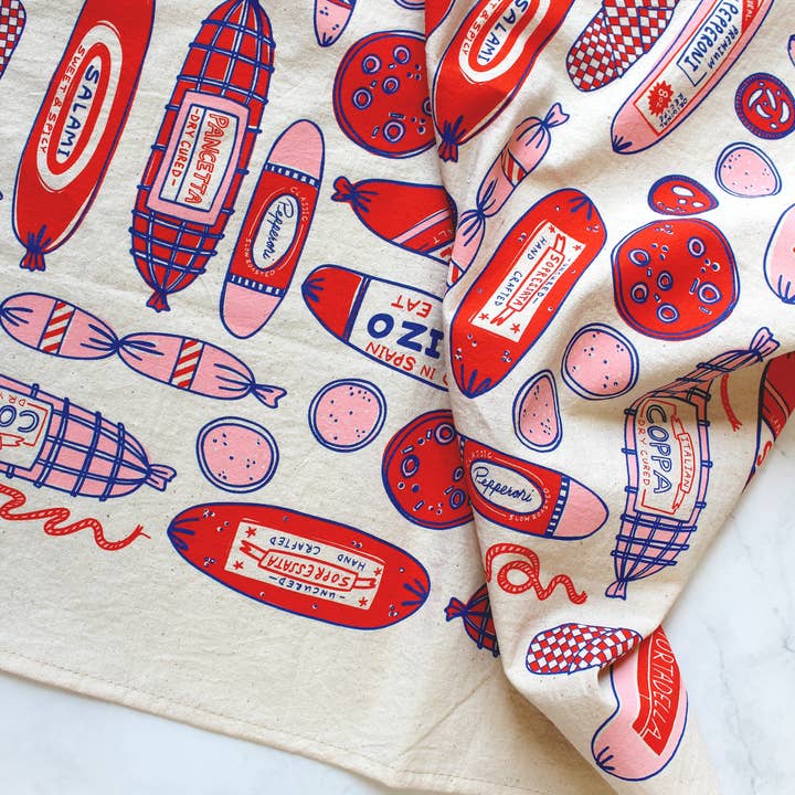 Calhoun & Co. - Wholesale Tea Towel - Meat Shop Screen Printed Tea Towel