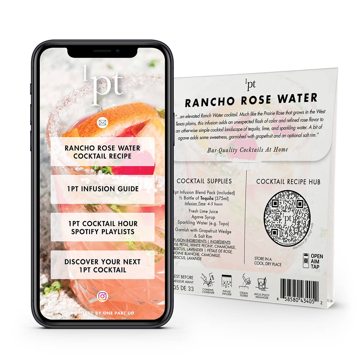 One Part Co. – wholesale Cocktail mix/syrup – 1pt Rancho Rose Water Cocktail Pack2