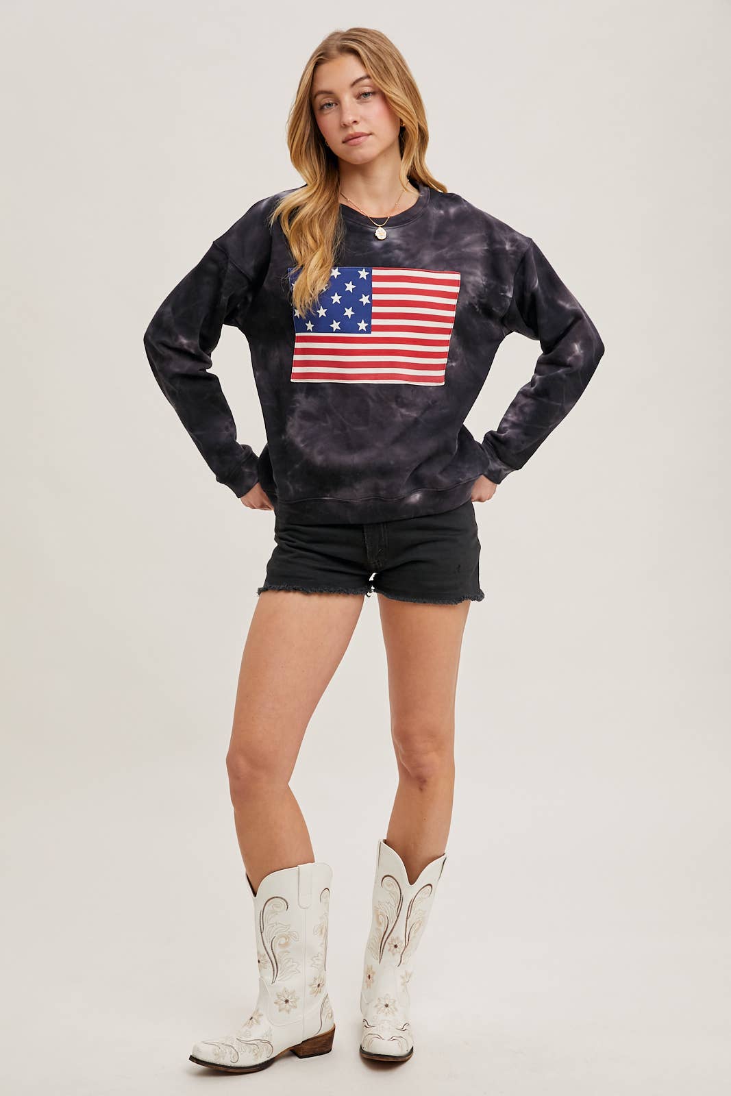Bluivy - Wholesale Sweatshirt - Women's - US FLAG TIE-DYE SWEATSHIRT PULLOVER - 4TH OF JULY7