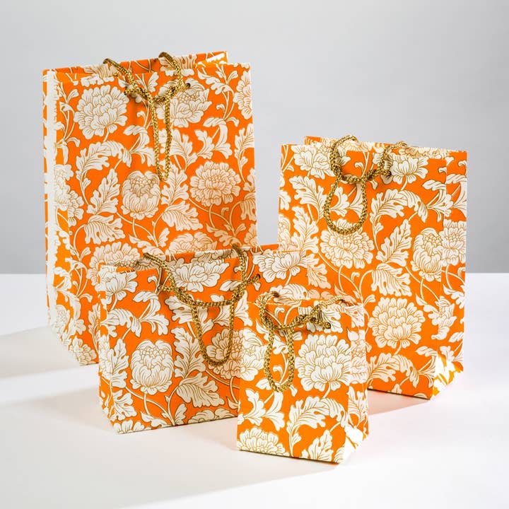 Orange Floral Gift Bags - come in different sizes
for wholesale by Globe Enterprise