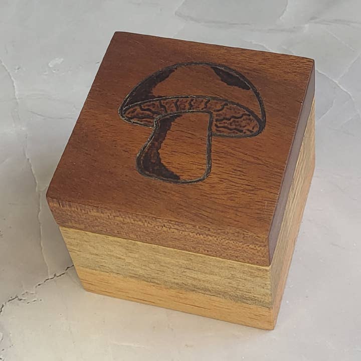 Wood Ring Box, Mushroom, Trinket Box, Small Jewelry Box for wholesale by Canary Hill Works