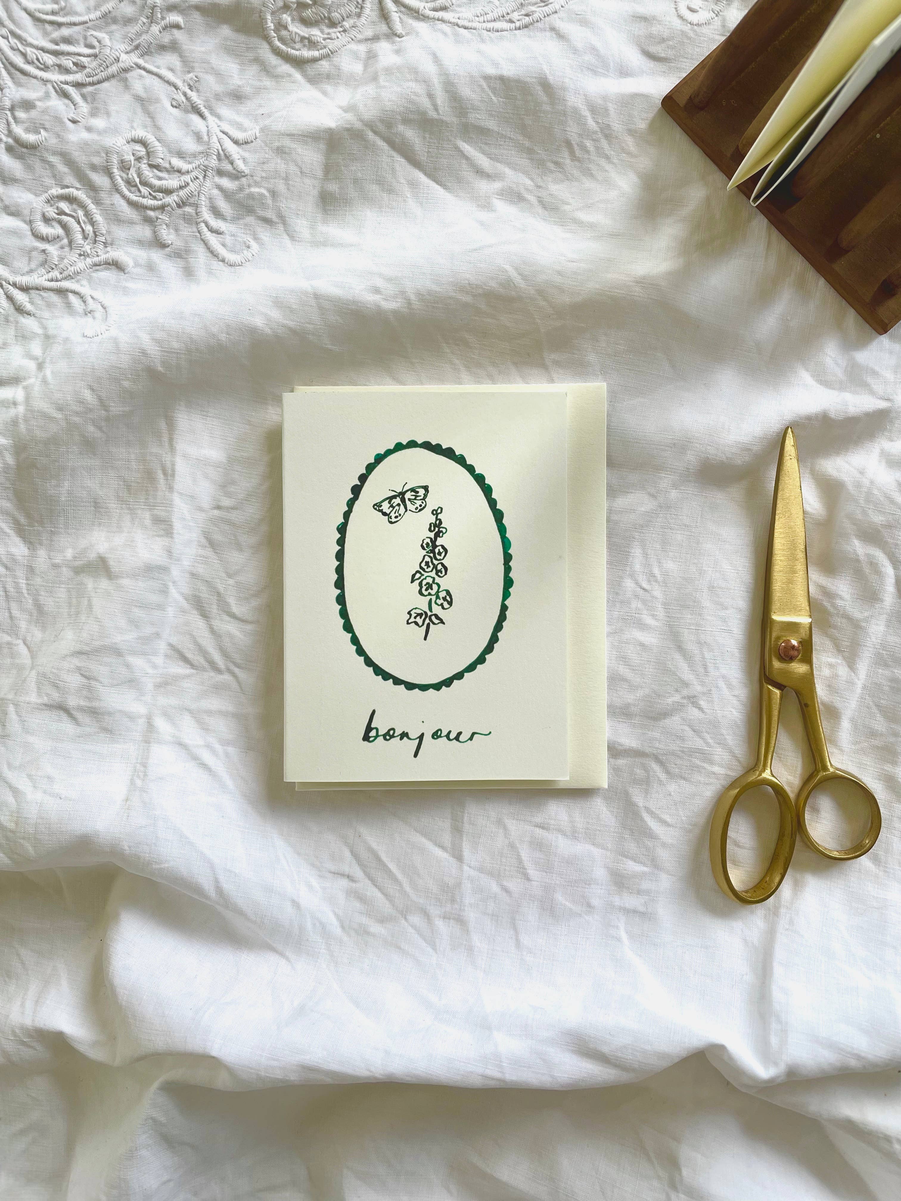 Annie Brougham Paper Goods. - Wholesale Gewone wenskaart - Pen and Ink - Bonjour wenskaart2