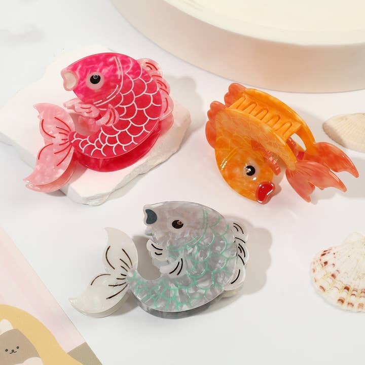 Cute Carp - Shaped Acetate Fish Hair Claws for wholesale by SoapElenGlen