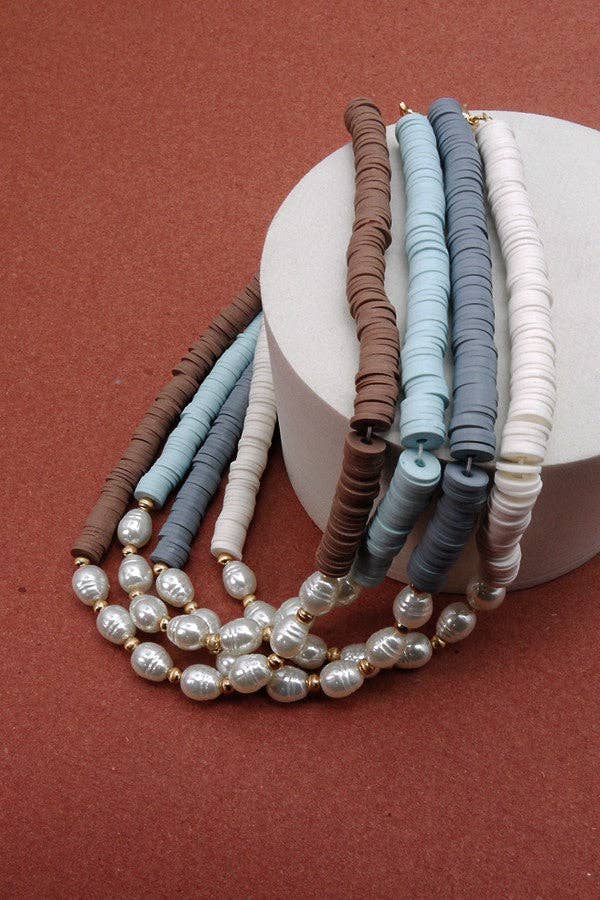 JOSSLYN by wall to wall - Wholesale Beaded/Pearl Necklace - HEISHI DISC BEAD PEARL NECKLACE | 51N20709374