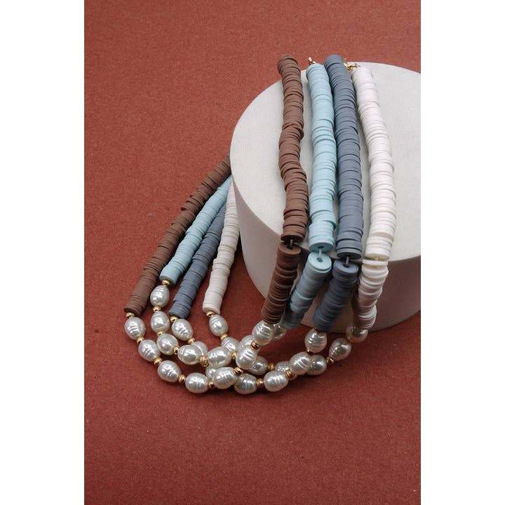 JOSSLYN by wall to wall - Wholesale Beaded/Pearl Necklace - HEISHI DISC BEAD PEARL NECKLACE | 51N20709374