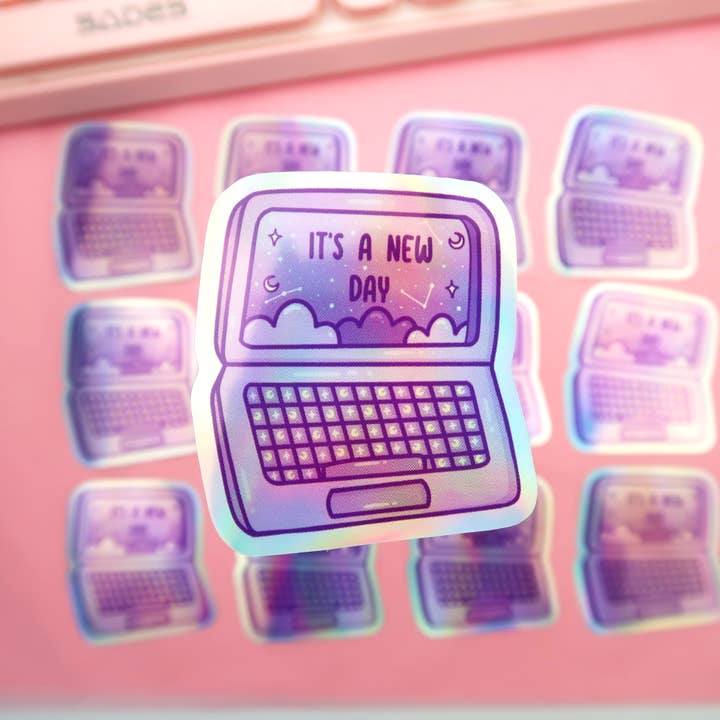 RebelJones - Wholesale Sticker - It's a New Day, Holographic Laptop Sticker