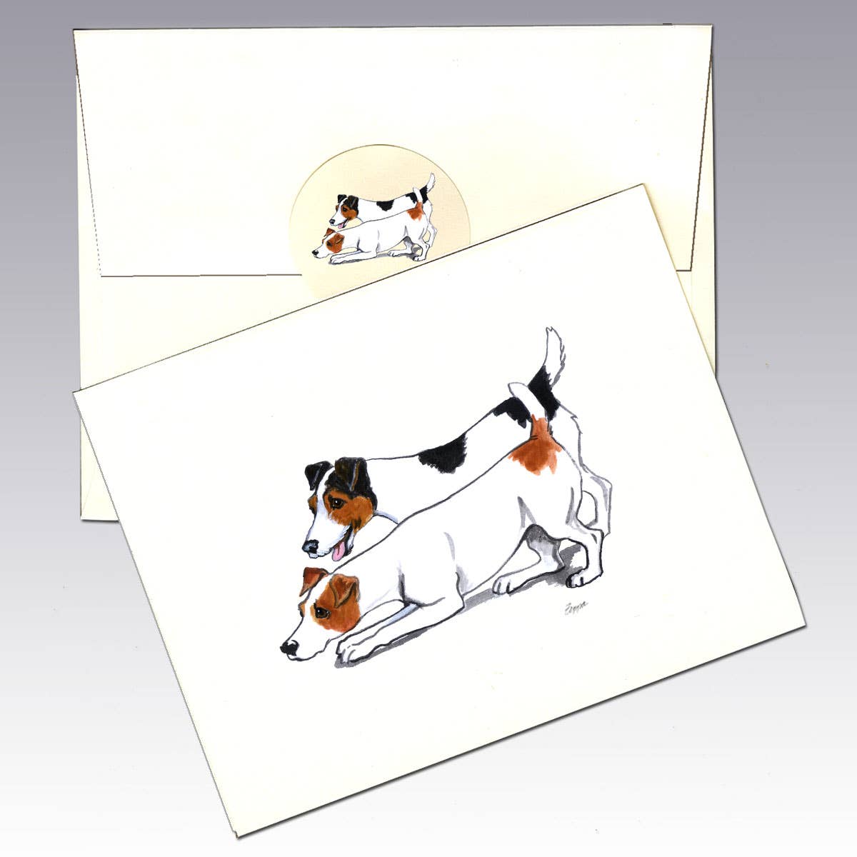 Zeppa Studios - Wholesale Stationery/Notecard Set - Jack Russell Terrier Pair Note Cards0