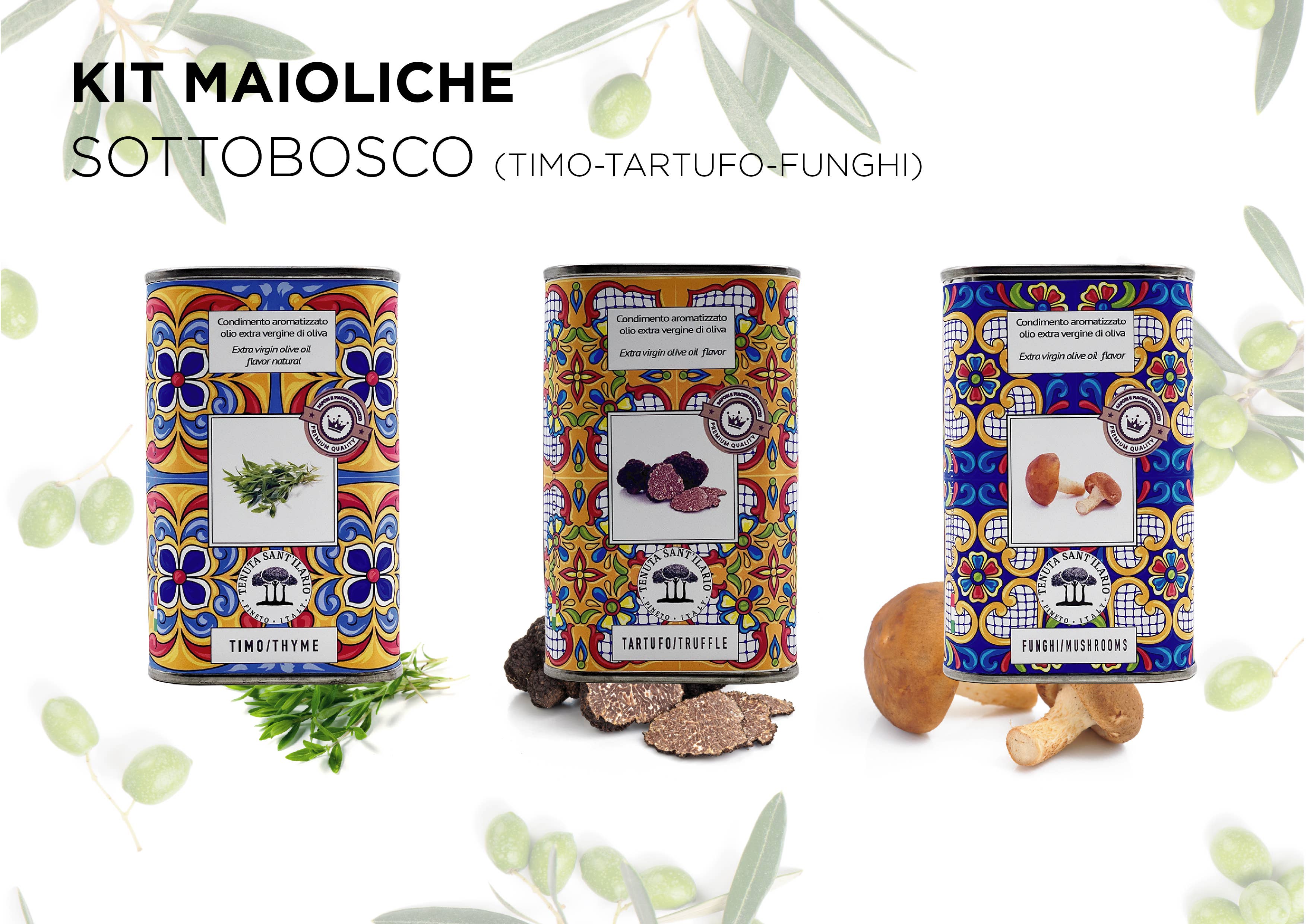 TENUTA SANT'ILARIO – wholesale Olivolja – Sotto Bosco Kitt med 3 burkar smaksatt olja 250 ml0