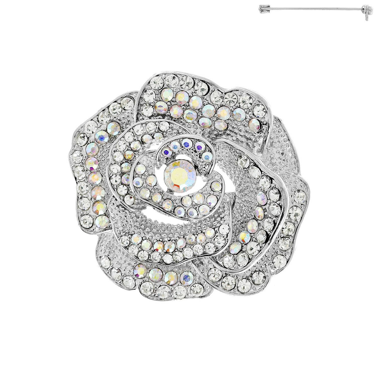 SP Sophia Collection - Wholesale Brooch - Rhinestone Embellished Rose Brooch Pin 4