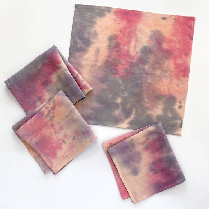 Rousseau - Wholesale Dinner & cloth napkin - Hand Painted Blush Pink Napkins, Sunset Pattern, Set of Four2