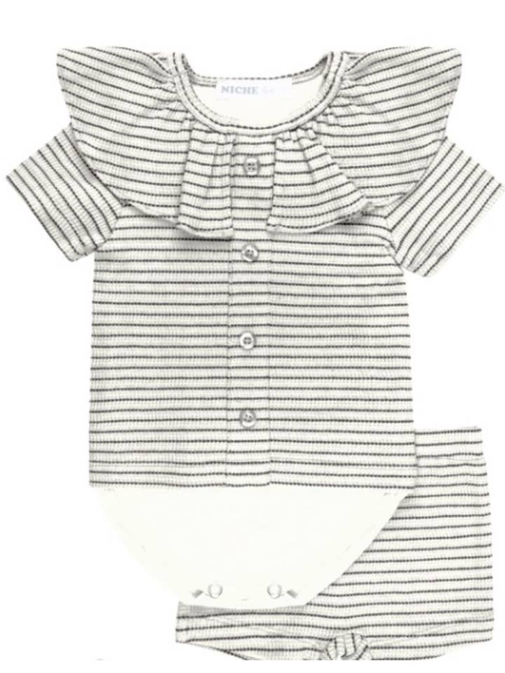 White Faux Cardigan Set for wholesale by Niche bebe