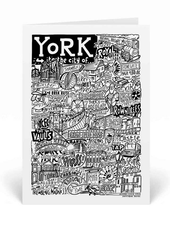 York Landmarks Illustratie Wenskaart voor wholesale door Sketchbook Design