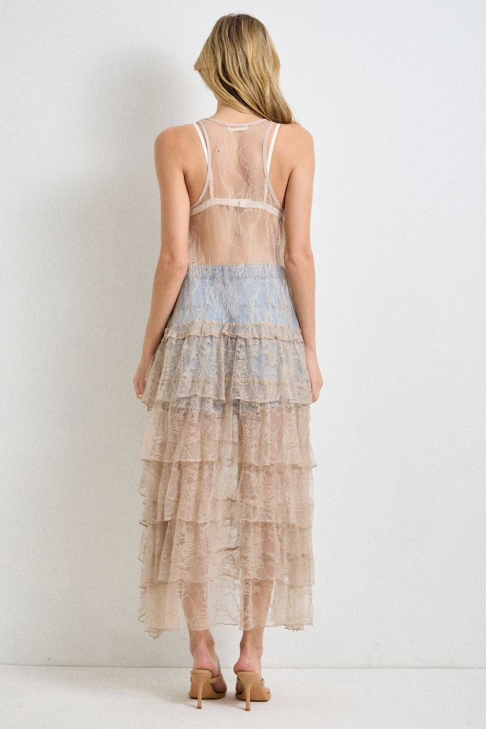 Baevely by Wellmade USA - Vendita all'ingrosso Camicetta - Donna - Spolverino a balze con volant in pizzo romantico9