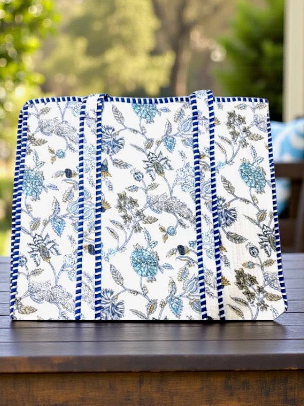 ETA 18/2 - Bolsa de Mano Floral Azul y Blanca Sasha para venta al por mayor de Nash Grey