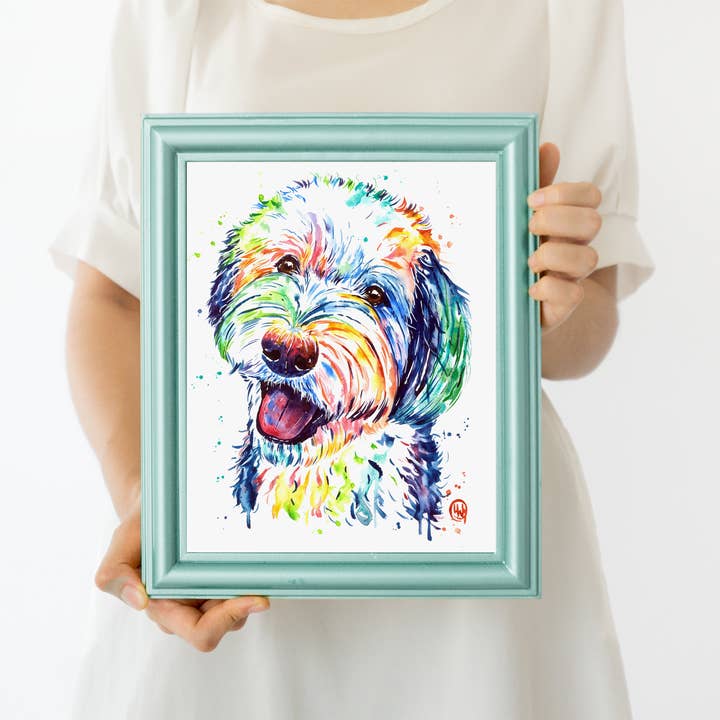 Whitehouse Art - Wholesale Art Print - Sheepadoodle Art Print - Modern Dog Art, Sheepdog, Doodle1