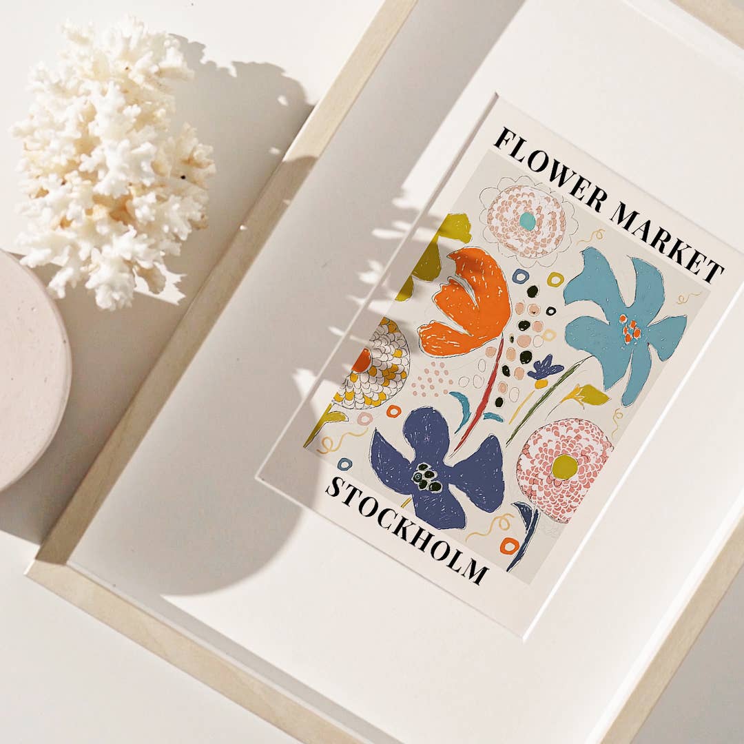 Sugar & Canvas - Venta al por mayor Ilustración - Impresión de arte botánico floral del mercado de flores de Estocolmo FM241