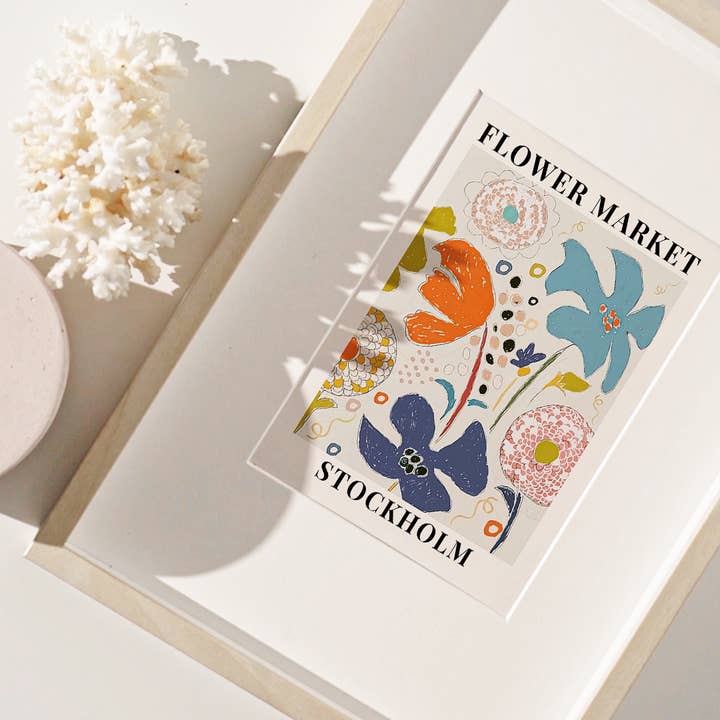 Sugar & Canvas - Venta al por mayor Ilustración - Impresión de arte botánico floral del mercado de flores de Estocolmo FM241