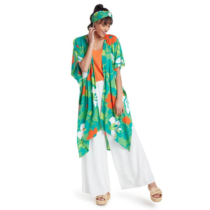 JAMS World - Vente Bandeau – femme - Foulard - Fleur Hau Verte2