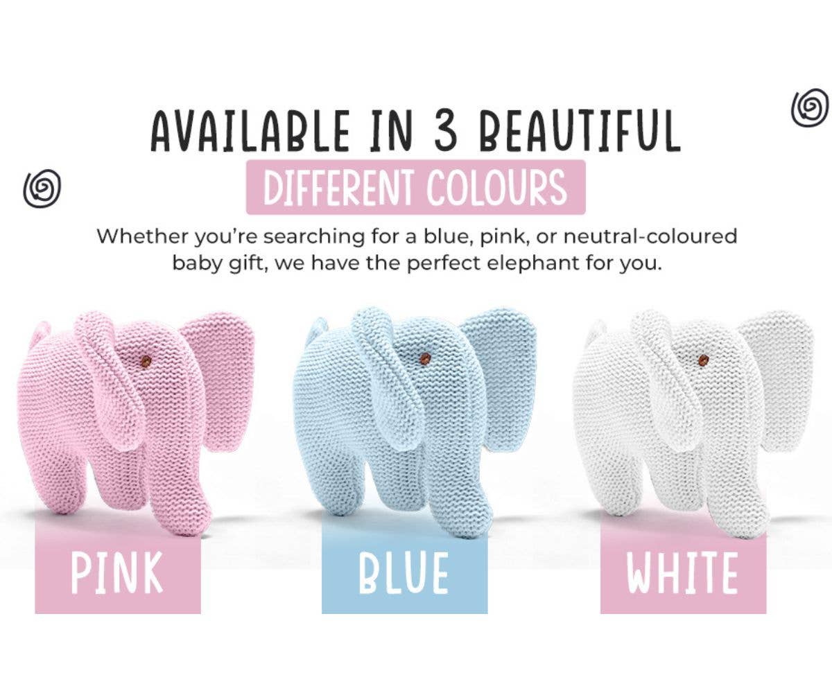Best Years Ltd – wholesale Handheld rattle – Baby – Knitted White Organic Cotton Elephant Baby Rattle2