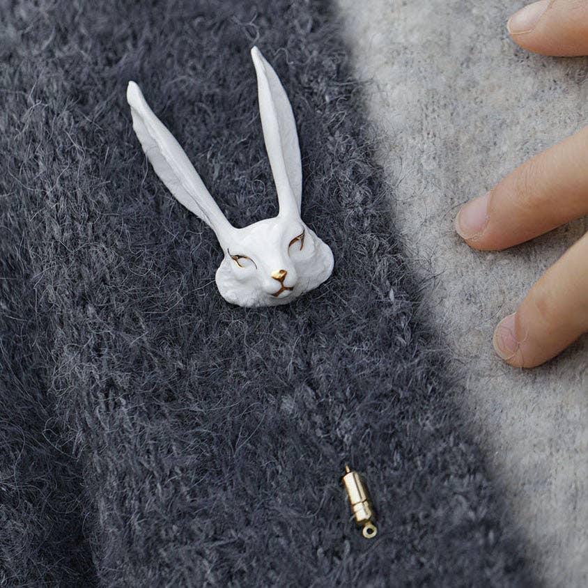 Vermilion Collection - Vente Broches - Broches en céramique YIHE "Renard blanc"8