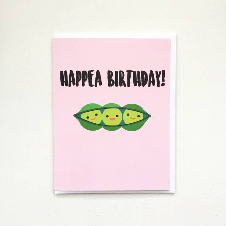 Papermain - Wholesale Birthday Card - Peas in a Pod Birthday Card - A2 Handmade Card, Punny Vegetable Pea Pods Card with foiled lettering3