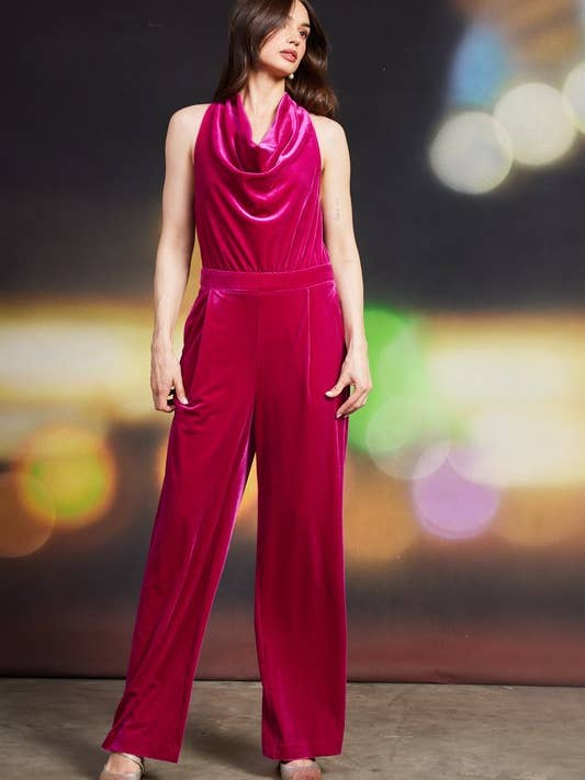 Velvet Halter Jumpsuit
for wholesale by SKIES ARE BLUE