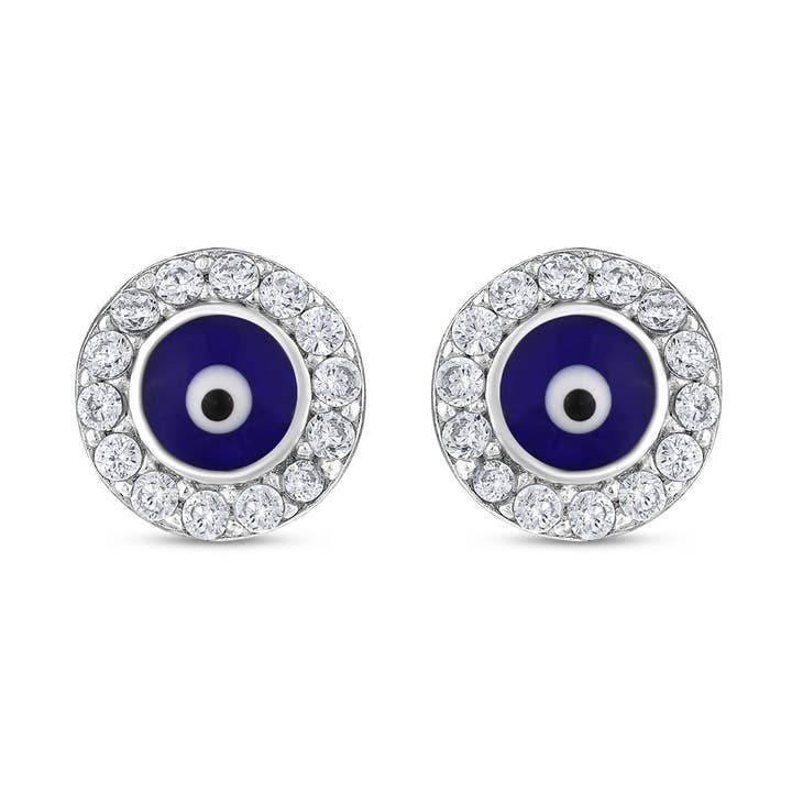 925 Sterling Silver Evil Eye Earrings Enamel for wholesale by MYSTIC JEWELS