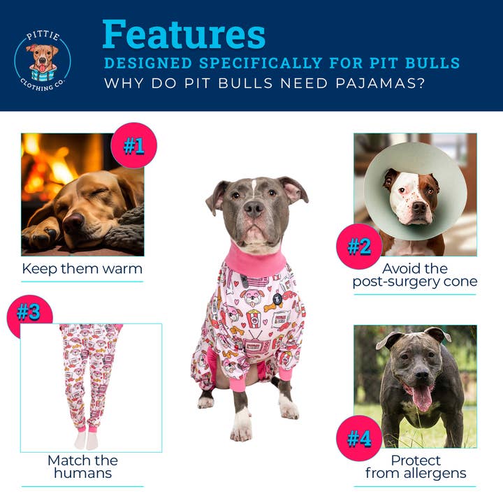Pittie Clothing Co. - Wholesale Pet Pajamas - Dog - Waffley Cute Pit bull Pajamas