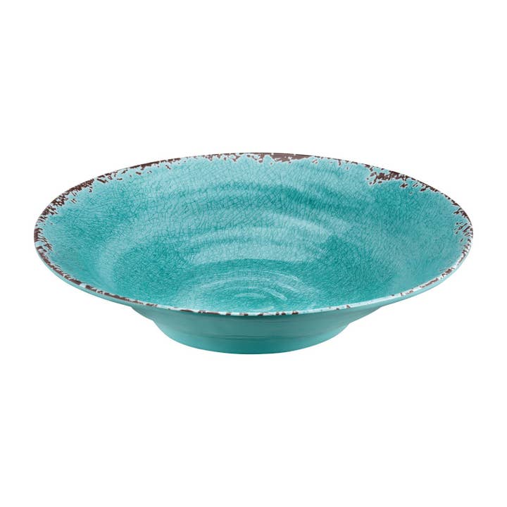 Crackle Melamine 16" Large Bowl, Turquoise for wholesale by Supreme Housewares