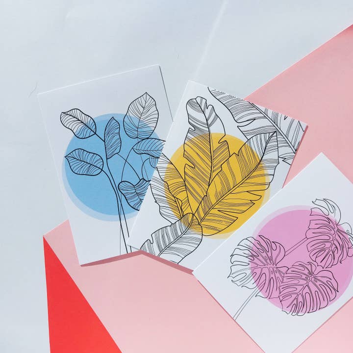 Plant leaf illustration cards | Leaves cards botanical for wholesale by Lemon.lemoff