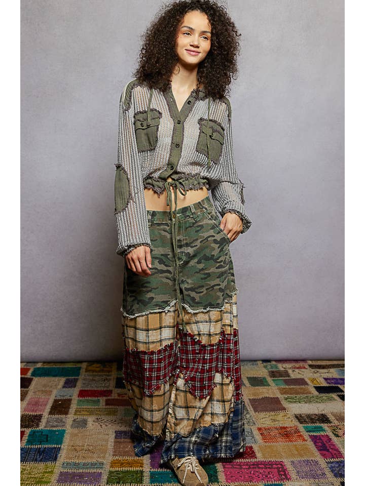 Pol Clothing - Vente Chemise à col boutonné – femme - Chemise à capuche en tricot ouvert avec poche boutonnée sur le devant en solde34