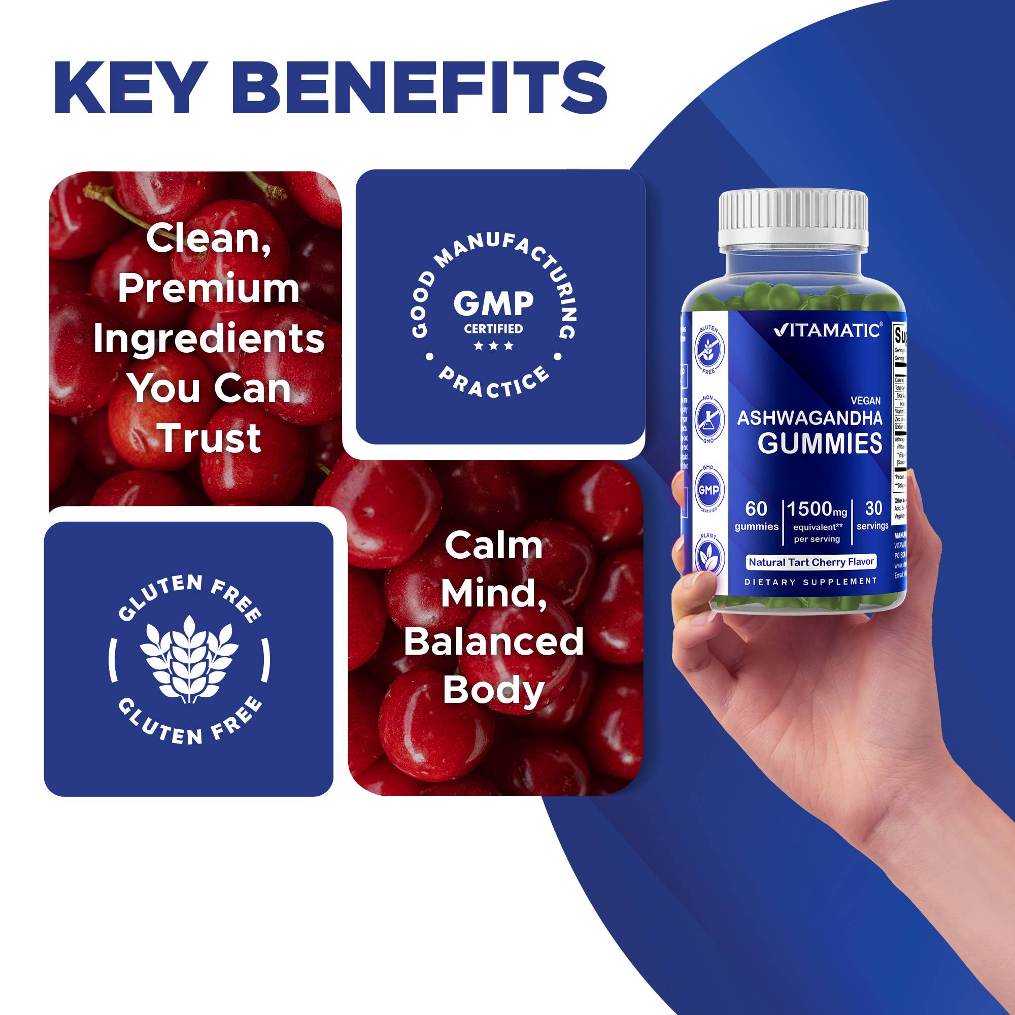 Vitamatic – wholesale Oral supplement/vitamin – Vitamatic | Ashwagandha 1500mg | 60 Vegan Gummies5