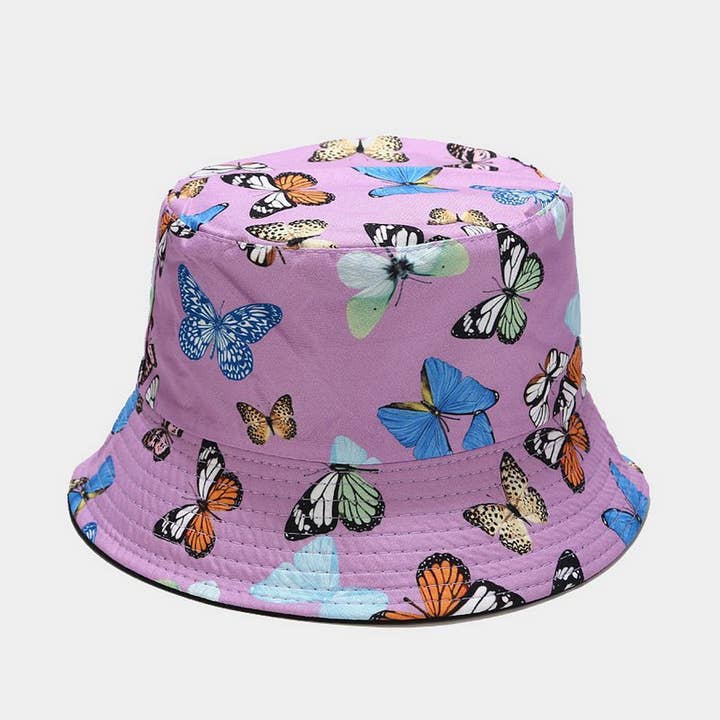 ACCITY - Wholesale Bucket Hat - Women's - COLORFUL BUTTERFLY PATTERN BUCKET HAT_CWAH1649