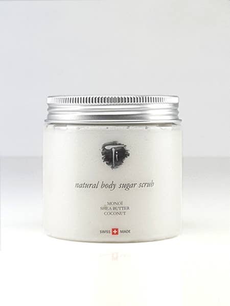 Sugar scrub monoi & Karite bio body for wholesale by Tinsapono Natural Cosmetics