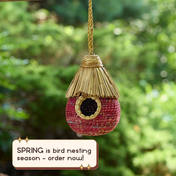 Recycled Sari & Rice Straw Bird Nesting Hut - Fair Trade for wholesale by GeoCentral