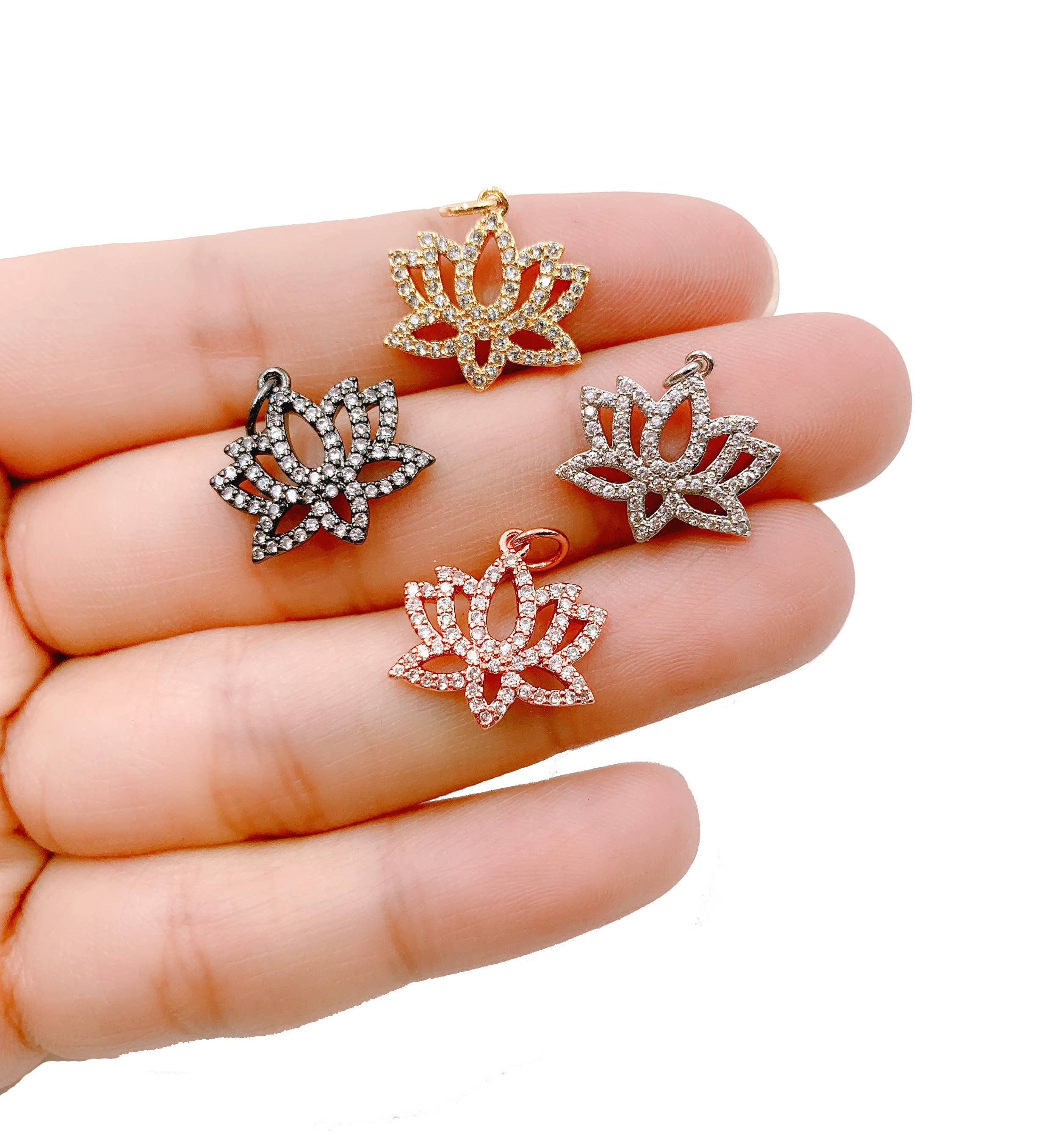 Beads Creation - Wholesale Individual Charm/Pendant - 18K Gold Filled Lotus Charm Pendant, CP0511