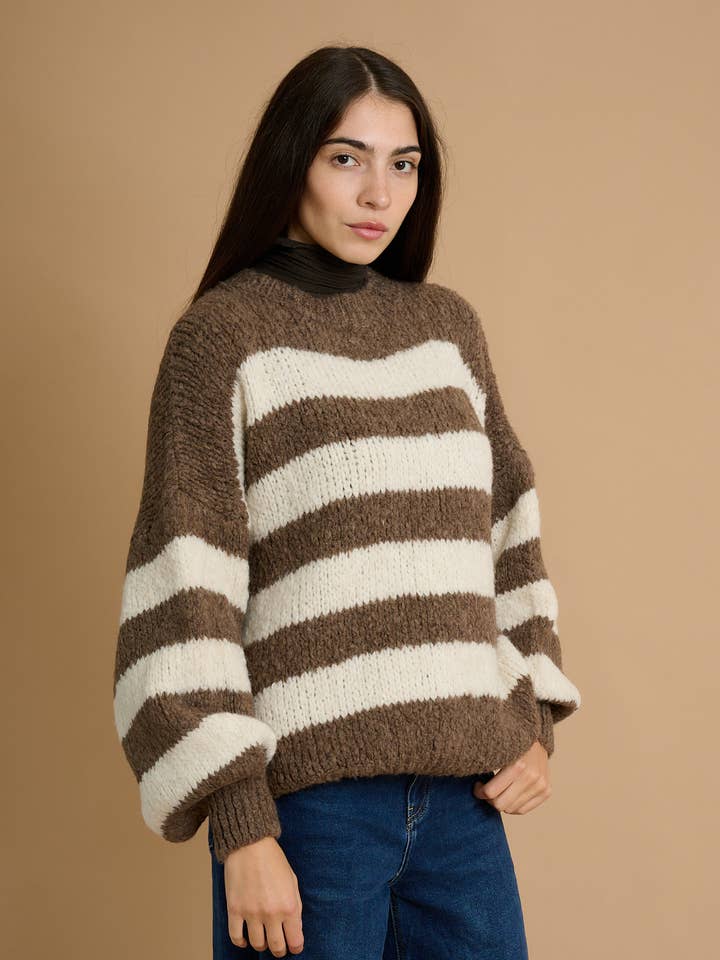 Camisola macia às riscas por atacado de AMELÉ