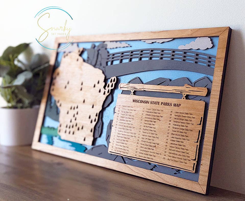Roots & Routes Co - Wholesale Map - Wisconsin State Parks Travel Map, State Parks Marker, US Travel Map, family road trip tracker, travel home decor, gift for hiker, retirement7