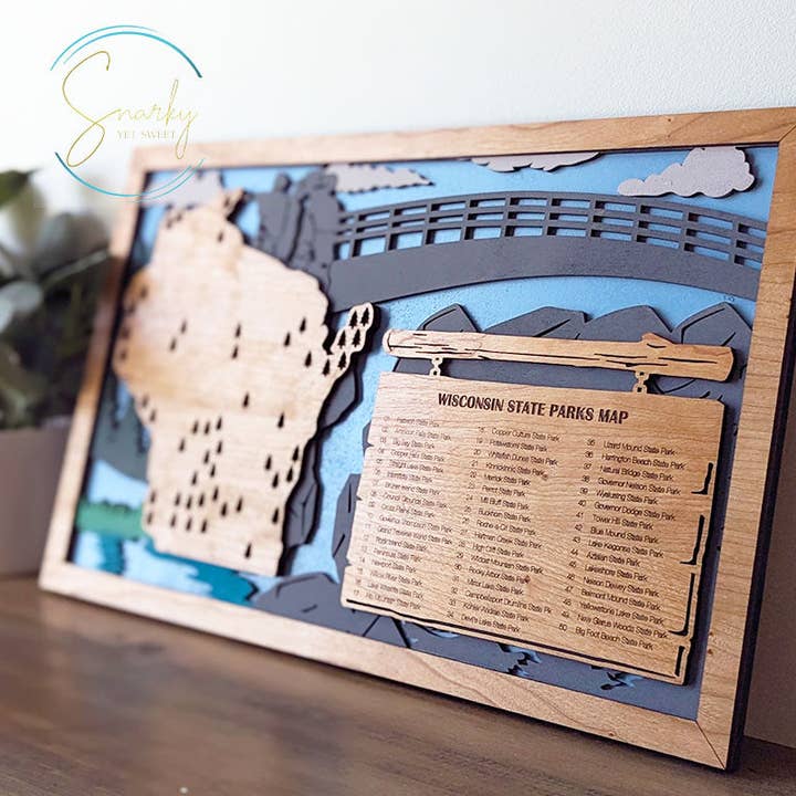 Roots & Routes Co - Wholesale Map - Wisconsin State Parks Travel Map, State Parks Marker, US Travel Map, family road trip tracker, travel home decor, gift for hiker, retirement7