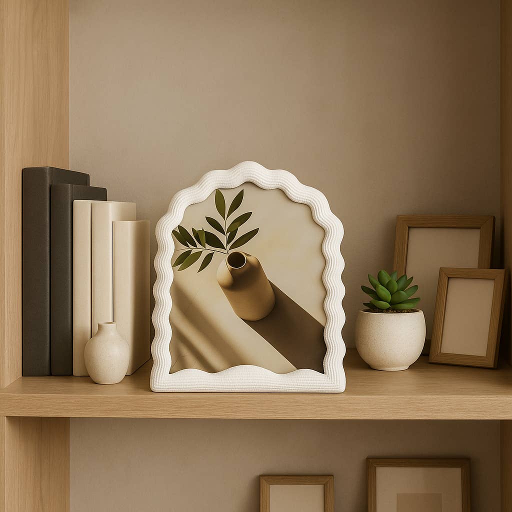 White Photo Frame - Resin with Decorative Wavy Arch for wholesale on Faire24