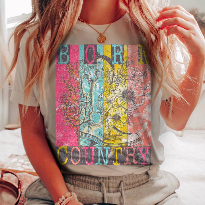 Red Dirt Transfers - Wholesale Sublimation Transfer - Born Country DTF Transfer | Trendy Boho DTF Transfer | Ready to Press | High Quality DTF Transfers | Fast Shipping