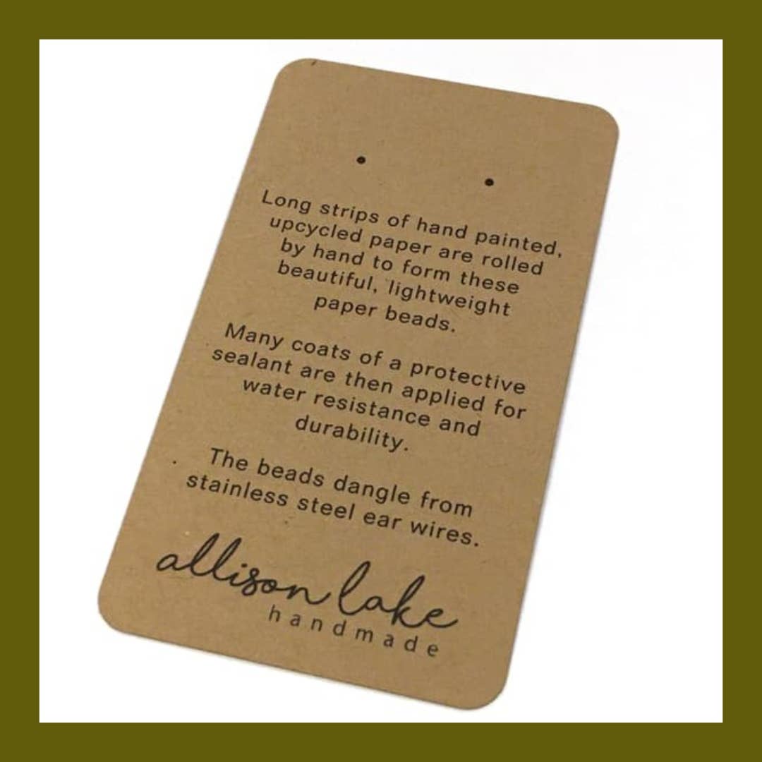 Allison Lake Handmade - Wholesale Dangle Earrings - Abstract Eco-Friendly Painted Paper Bead Earrings | Bundle5