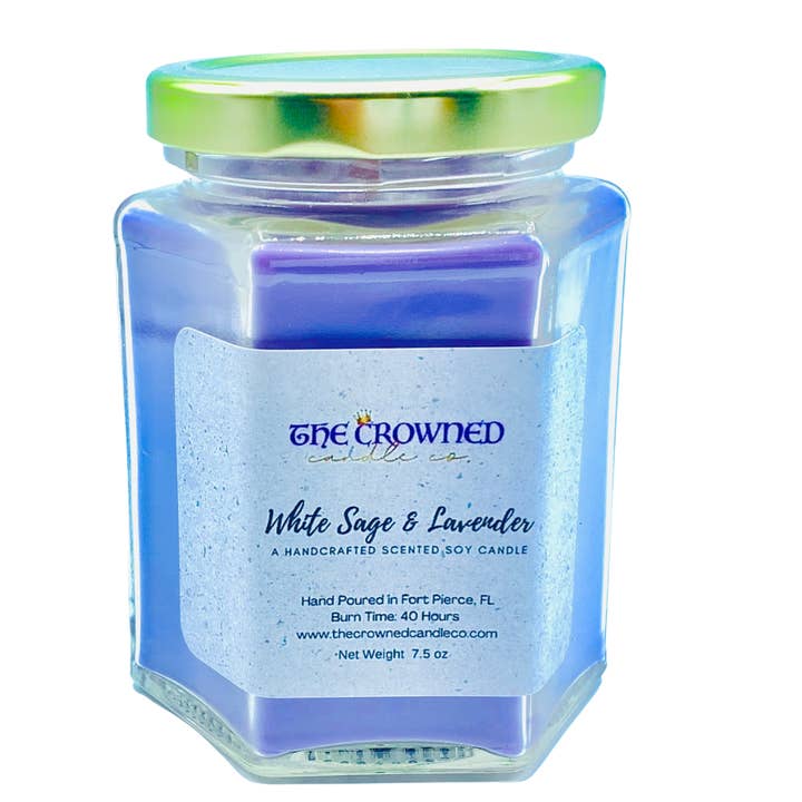 White Sage & Lavender Soy Candle for wholesale by The Crowned Candle Company