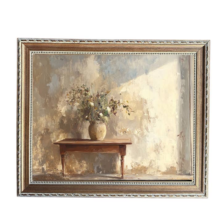 Luxe B Co - Wholesale Art Print - Vintage Dried Flower Pot | French Country Brass Inspired Gold Framed Art0