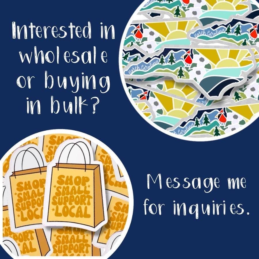 Positively North Carolina - Wholesale Sticker - Floral North Carolina State Sticker with Flowers9