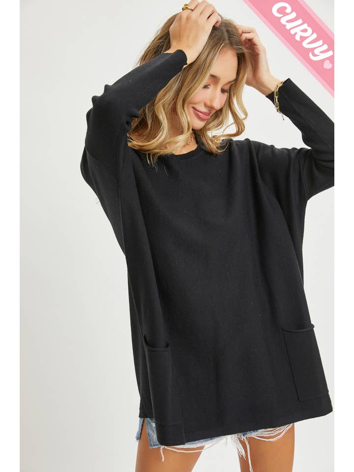 Sweet Lovely by Jen - Wholesale Tunic Sweater - Women's - FRONT POCKET OVERSIZE SWEATER PLUS SIZE21