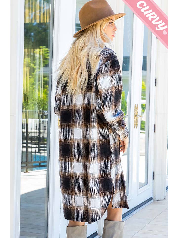 Sweet Lovely by Jen - Wholesale Shirt Jacket/Shacket - Women's - PLUS SIZE SHACKET /PLAID COAT5