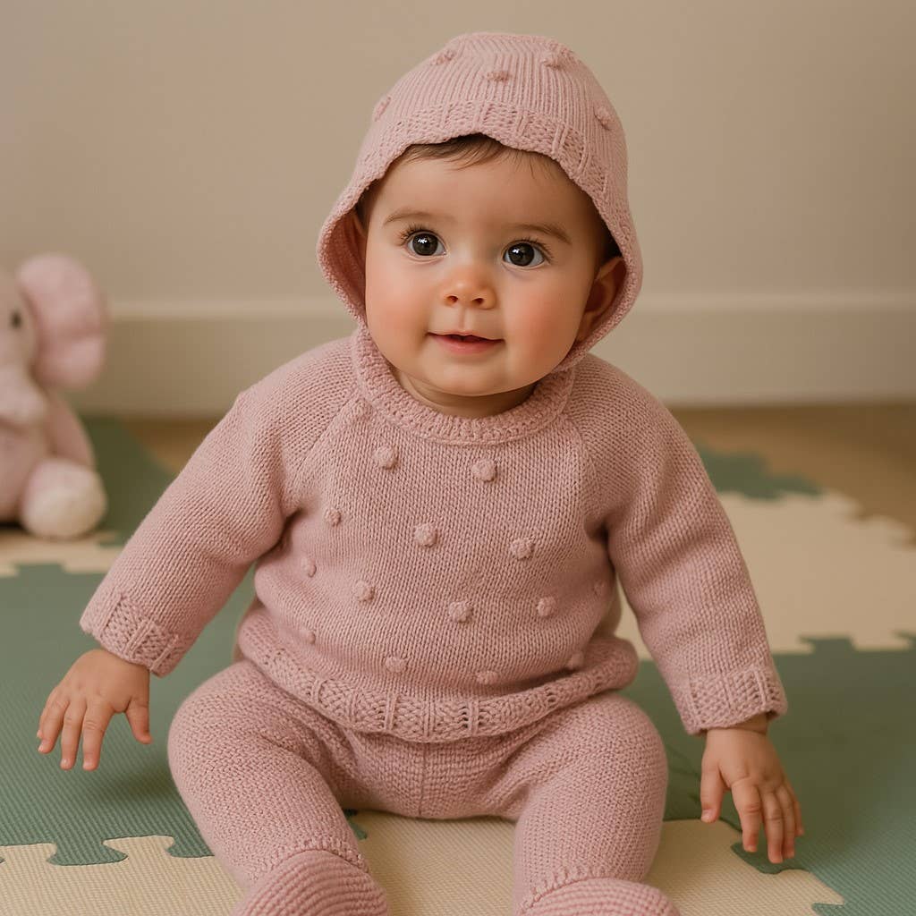 Cotton Socks - Wholesale Clothing Set - Baby - 473 3-piece knit set (Popcorn) 100% acrylic8